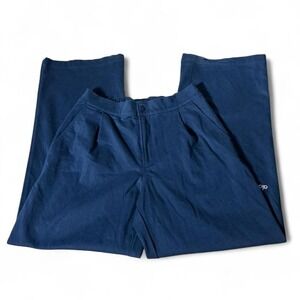 Alo Yoga Road Trip Navy Blue High Waist Pleated Wide Leg Trousers W51342R M